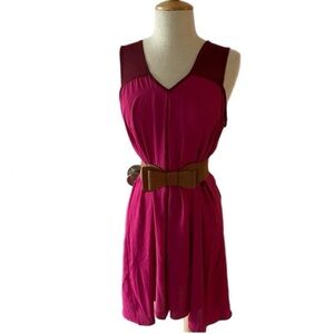 Francesca’s Magenta Fuchsia Shift Dress with Burgundy Straps Size S